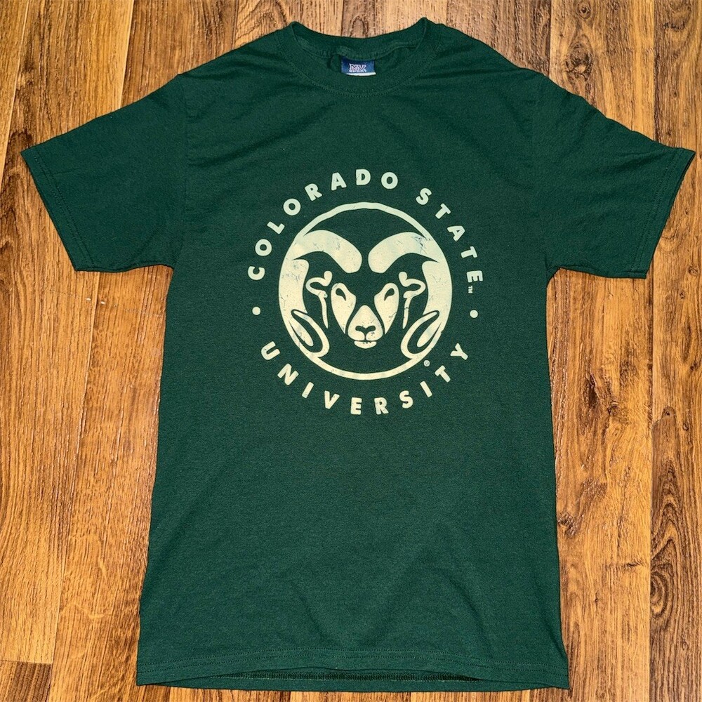 MV Sport Colorado State CSU Rams T-Shirt Mens S Green Graphic Crewneck
